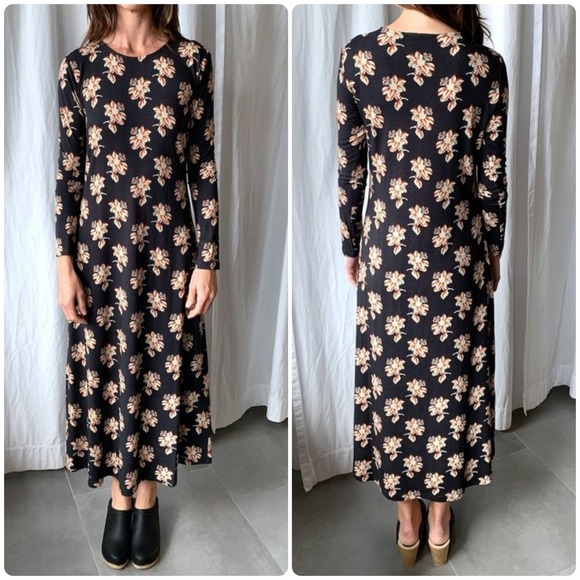 No. 6 Dresses & Skirts - No. 6 Womens Lagenlook Modest Floral Jersey Cotton Modal Long Sleeve Aki Dress M